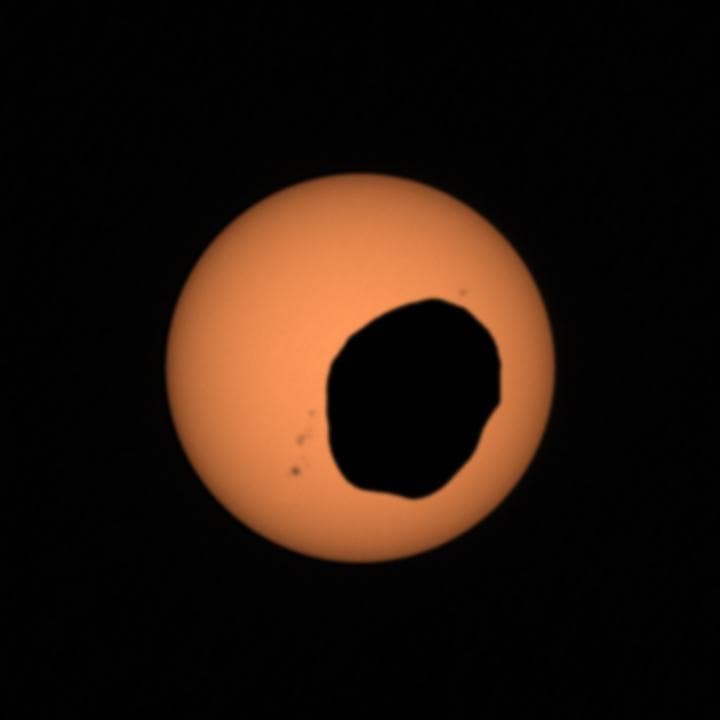#5 Perseverance's Mastcam-Z Captures a Phobos Solar Eclipse — Red Planet, Real Data: The Most Stunning Mars Rover Images