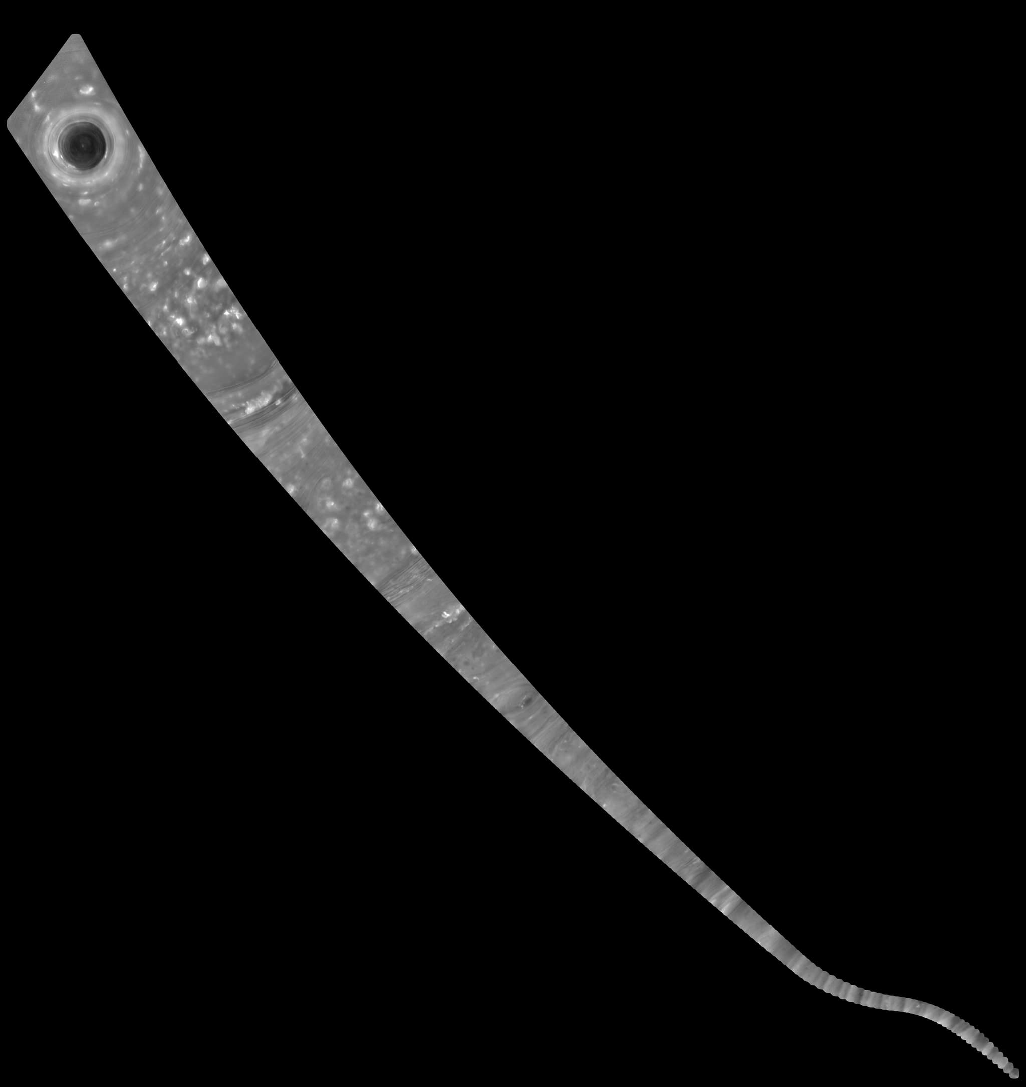 #1 Cassini "Noodle" Mosaic of Saturn — Grand Finale First Dive — Saturn Up Close: Cassini's Legacy in Its Most Iconic Frames