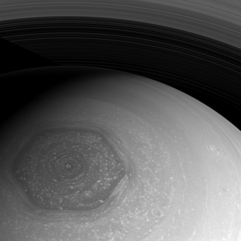 #8 Saturn Polar Jet — Cassini Views the North Polar Hexagon — Saturn Up Close: Cassini's Legacy in Its Most Iconic Frames