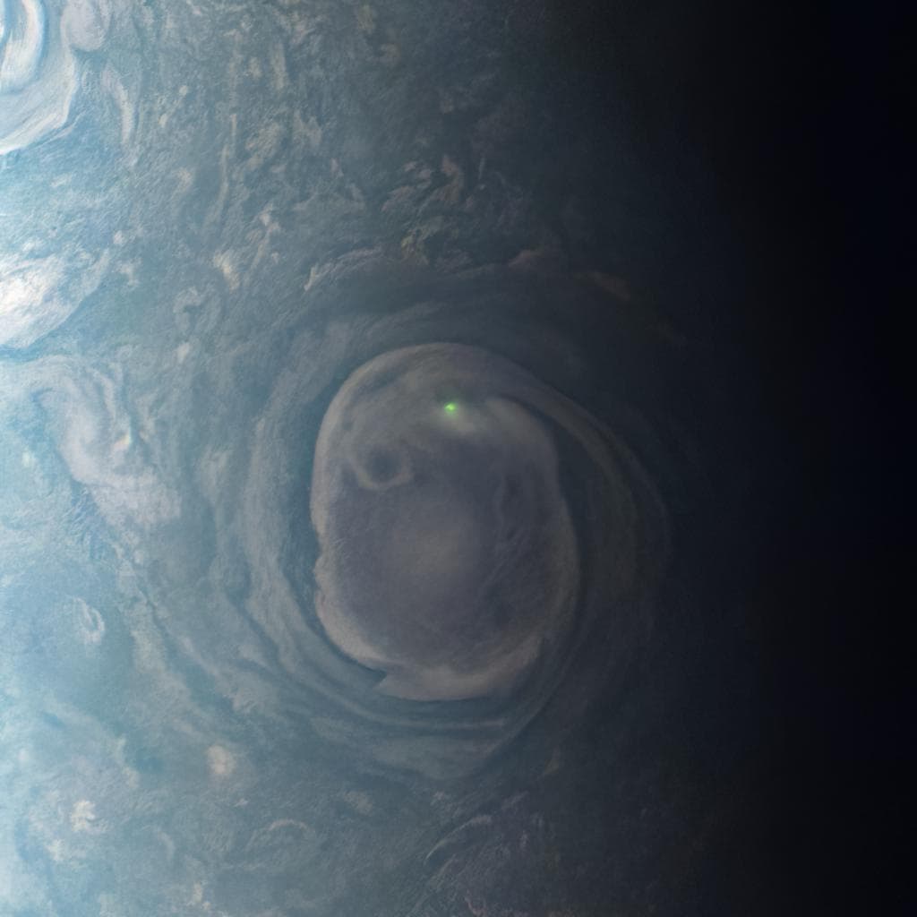 #5 Juno Captures Lightning on Jupiter — Vortex Near the North Pole — Jupiter's Violent Beauty: Juno's Most Extraordinary Discoveries