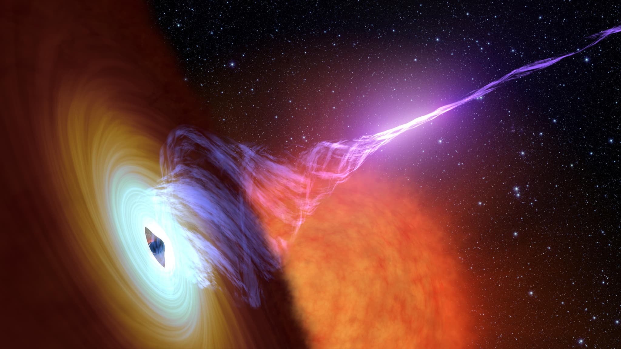 #3 Black Hole With Jet — NuSTAR Observations Artist's Concept — Cosmic Monsters: Black Holes and the Images That Finally Revealed Them