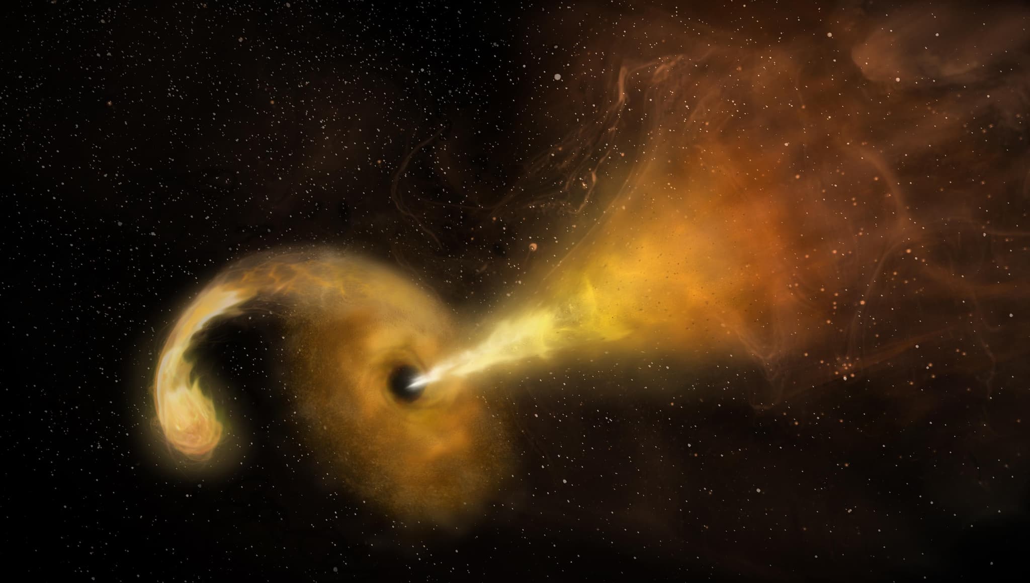 #8 Black Hole vs. Star — Tidal Disruption Event Artist's Concept — Cosmic Monsters: Black Holes and the Images That Finally Revealed Them