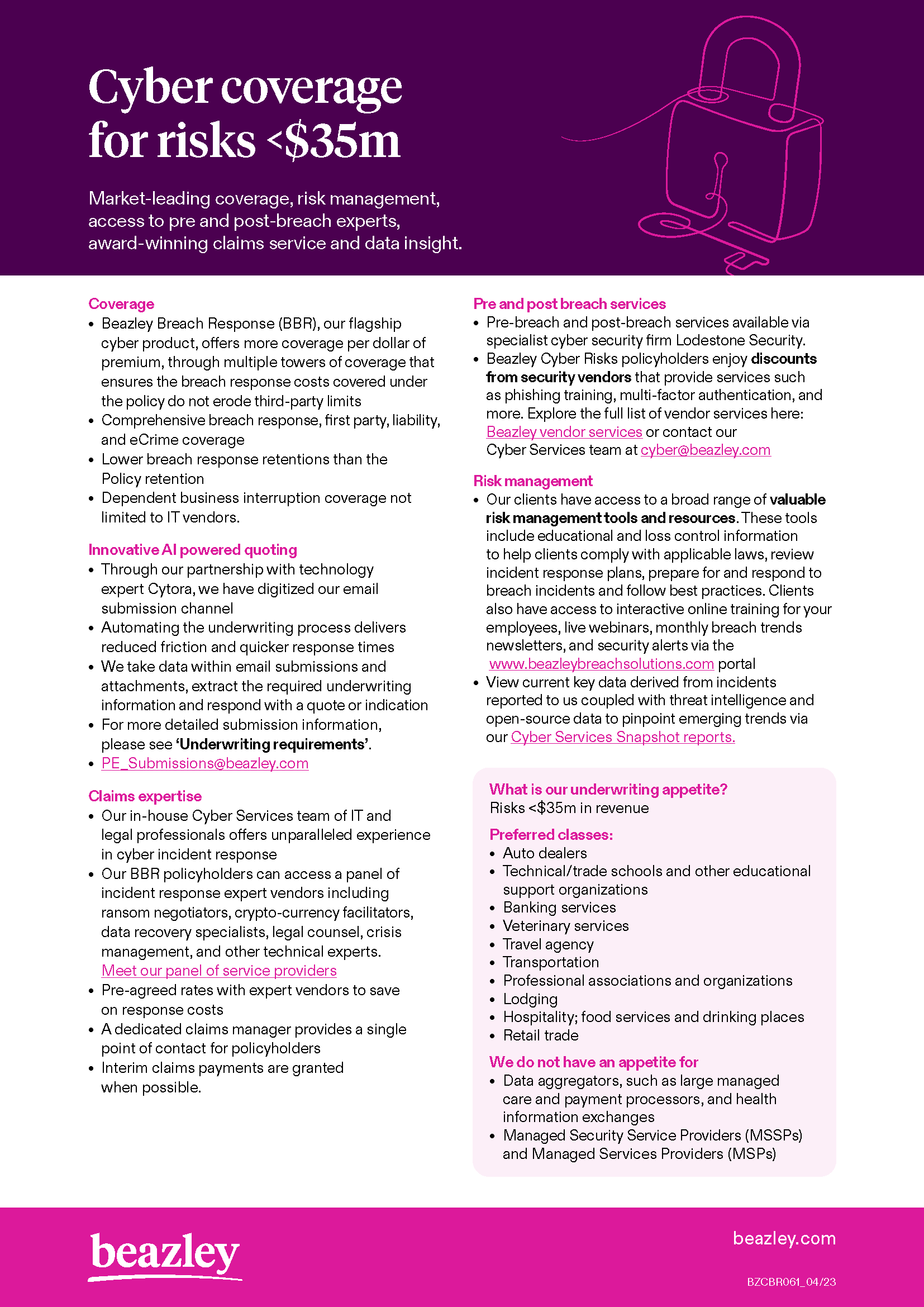 #6 Beazley Europe — Cyber €2B, Growing 35%/Year — Top 10 European Specialty Insurance Markets
